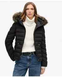 Superdry - Fuji Faux Fur Hooded Padded Jacket - Lyst