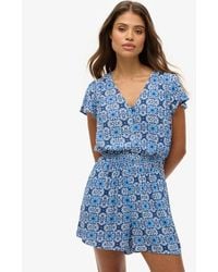 Superdry - Short Sleeve Printed Playsuit - Lyst
