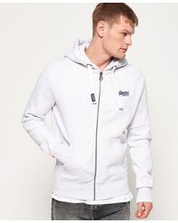 Superdry - Label Zip Hoodie Ice Marl - Lyst