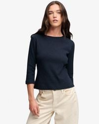 Superdry - & Co Athletic Essentials Pointelle Half Sleeve Top - Lyst
