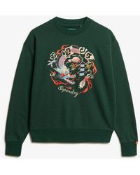 Superdry - & Co Suika Embroidered Loose Crew Sweatshirt - Lyst