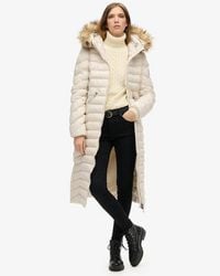 Superdry - & Co Fuji Faux Fur Hooded Long Jacket - Lyst