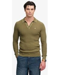 Superdry - Knitted Tipped Long Sleeve Polo Top - Lyst