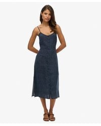 Superdry - Printed Button-up Cami Midi Dress - Lyst