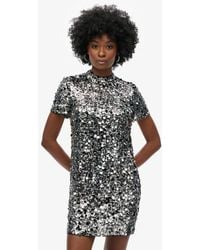 Superdry - Robe t-shirt courte à sequins - Lyst