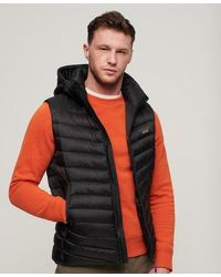 Superdry - Slim Fit Embroidered Logo Hooded Fuji Padded Gilet - Lyst