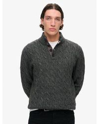 Superdry - Classic Cable Knit Button Neck Jumper - Lyst