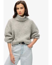 Superdry - Femme Pull Côtelé Brossé À Col Ample Taille - Lyst