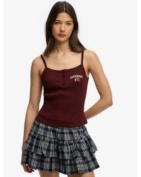Superdry - & Co Athletic Essentials Embroidered Button Cami Top - Lyst