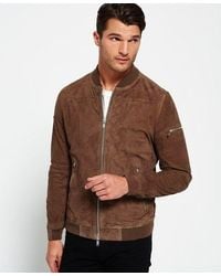 Superdry - Slim Suede Bomber Jacket - Lyst
