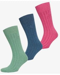 Superdry - & Co Organic Cotton Core Rib Crew Sock 3 Pack - Lyst