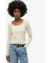 Superdry - & Co Essential Long Sleeve Rib Lace Top - Lyst