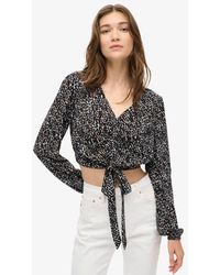 Superdry - & Co Ladies Classic Ruched Vintage Tie Front Top - Lyst