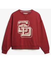 Superdry - & Co Athletic Essentials Relaxed Flock Crew Sweatshirt - Lyst