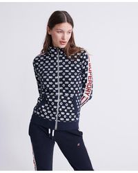 Superdry Modern Coral Label Monogram Funnel Track Top - Blue
