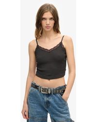 Superdry - & Co Athletic Essentials Lace Trim Cropped Cami Top - Lyst