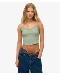 Superdry - Athletic Essentials Lace Trim Cropped Cami Top - Lyst
