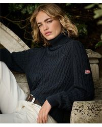 Superdry - Femme Pull À Col Roulé En Maille Torsadée Décontracté Taille - Lyst