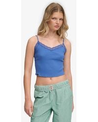 Superdry - & Co Essential Lace Trim Cropped Cami Top - Lyst