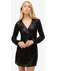 Superdry - & Co Sequin Wrap Mini Dress - Lyst