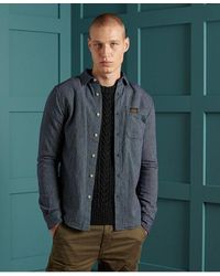 Superdry Indigo Henley Workwear Shirt 