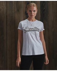 Superdry - Vintage Logo Sequin T-Shirt Ice Marl - Lyst