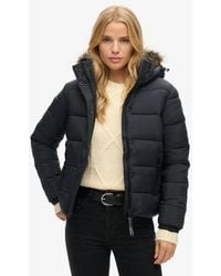 Superdry - & Co Faux Fur Short Hooded Puffer Jacket - Lyst