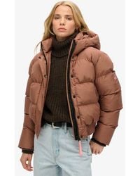 Superdry - Ladies Slim Fit Hooded Sports Puffer Bomber Jacket - Lyst