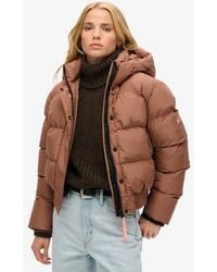 Superdry - Ladies Slim Fit Hooded Sports Puffer Bomber Jacket - Lyst