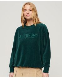 Superdry - Ladies Boxy Fit Graphic Embroidered Velour Crew Sweatshirt - Lyst