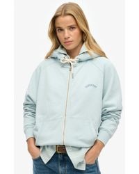 Superdry - Femme Sweat À Capuche Zippé À Manches Raglan Et Logo Essential Taille - Lyst