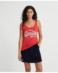 Superdry - Burn Out All Over Print Classic Vest Top Hibiscus - Lyst