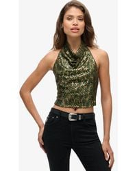 Superdry - & Co Cowl Halter Neck Sequin Top - Lyst