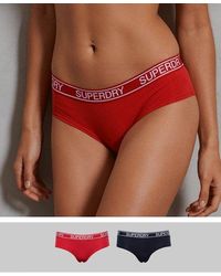 Superdry Organic Cotton Grace Super Boxers Double Pack - Red