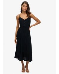 Superdry - & Co Half Button Tiered Midi Dress - Lyst