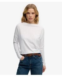 Superdry - & Co Studios Boat Neck Slub Long Sleeve Top - Lyst