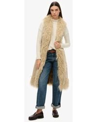 Superdry - & Co Faux Fur Afghan Long Gilet - Lyst