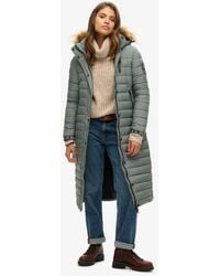 Superdry - & Co Quilted Fuji Hooded Long Puffer Coat - Lyst