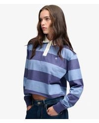 Superdry - & Co Athletic Essential Cropped Stripe Rugby Top - Lyst