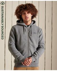 Superdry - Vintage Logo Embroidered Zip Hoodie Rich Charcoal Marl - Lyst