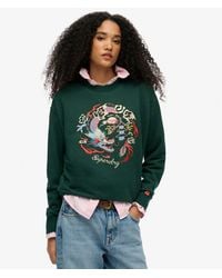 Superdry - & Co Suika Embroidered Loose Crew Sweatshirt - Lyst