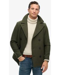 Superdry - The Merchant Store - Wool Blend Pea Coat - Lyst