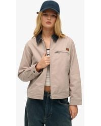 Superdry - Femme Veste Barn À Col En Velours Côtelé Taille - Lyst