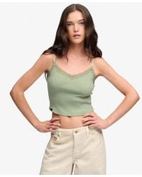 Superdry - & Co Essential Lace Trim Cropped Cami Top - Lyst
