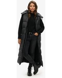 Superdry - & Co Classic Logo Patch Hooded Ripstop Long Gilet - Lyst