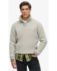 Superdry - Ribbed Half Button Jumper - Lyst