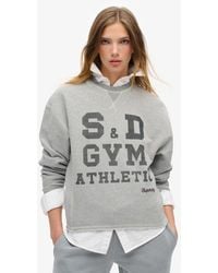 Superdry - & Co Athletic Essentials Loose Crop Crew Sweatshirt - Lyst