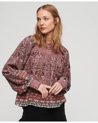 Superdry - Printed Smocked Woven Top - Lyst