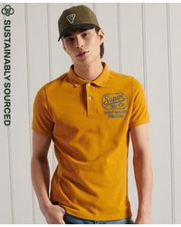 Superdry Organic Cotton Short Sleeve Superstate Polo Shirt - Yellow