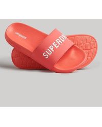 Superdry - Graphic Moulded Pool Sliders Hyper Fire Coral/Optic - Lyst